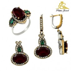 Gümüş Otantik Taşlı Set